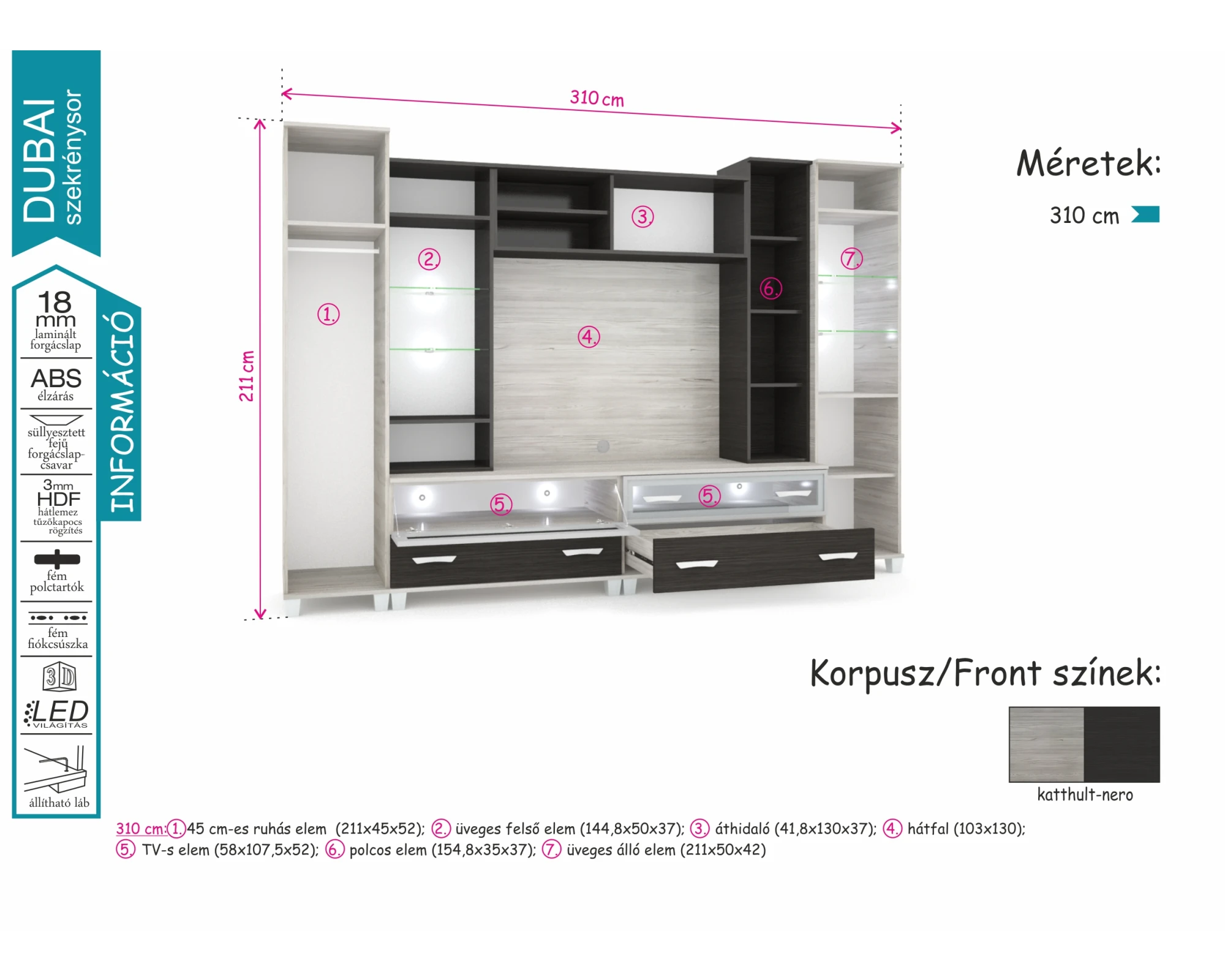 Dubai 310-es szekrénysor
