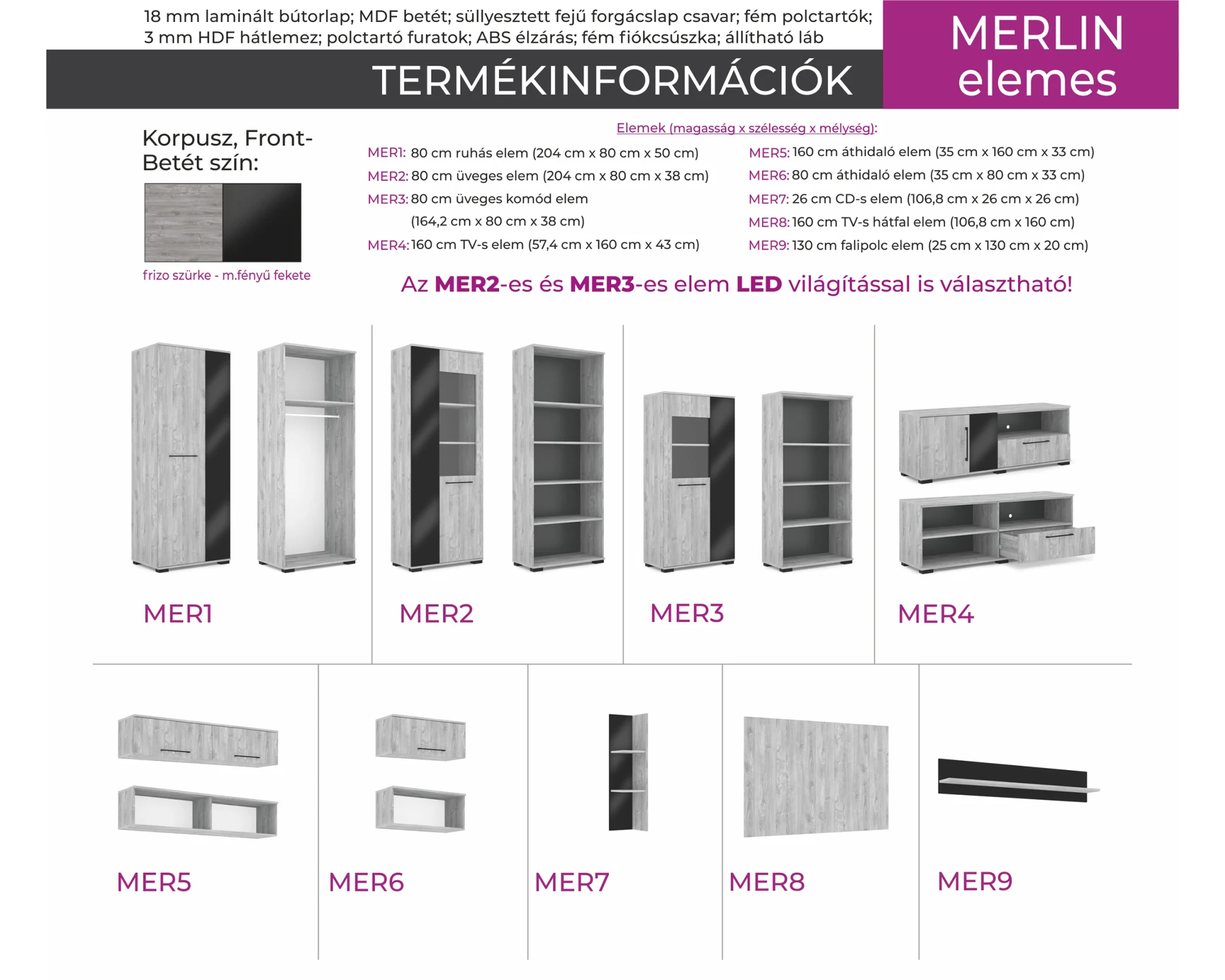 Merlin elemes bútor
